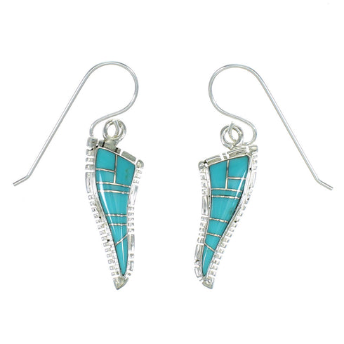 Southwestern Turquoise And Silver Hook Dangle Earrings YX78817